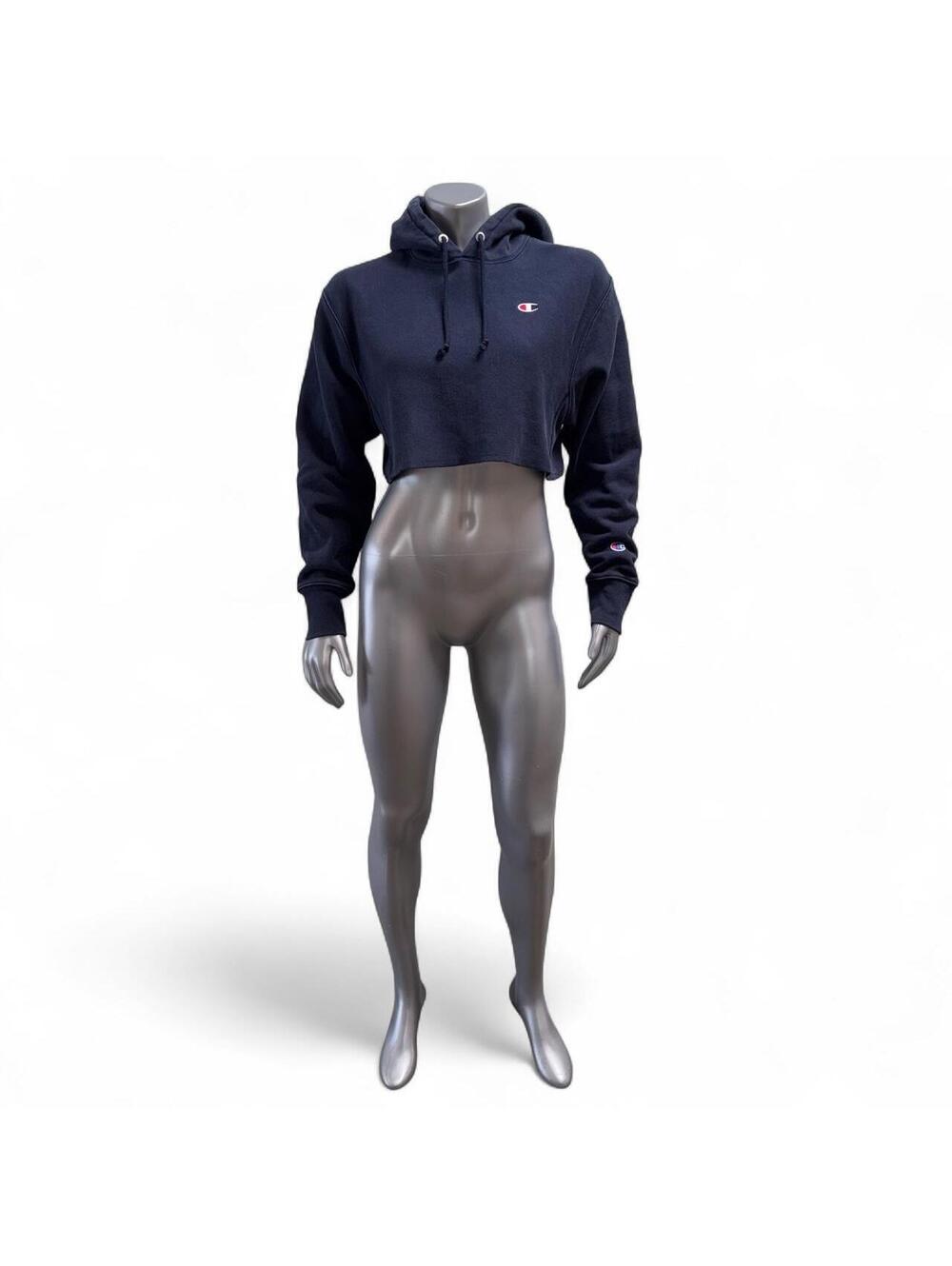 Champion Reverse Weave Navy Cropped Hoodie - Small